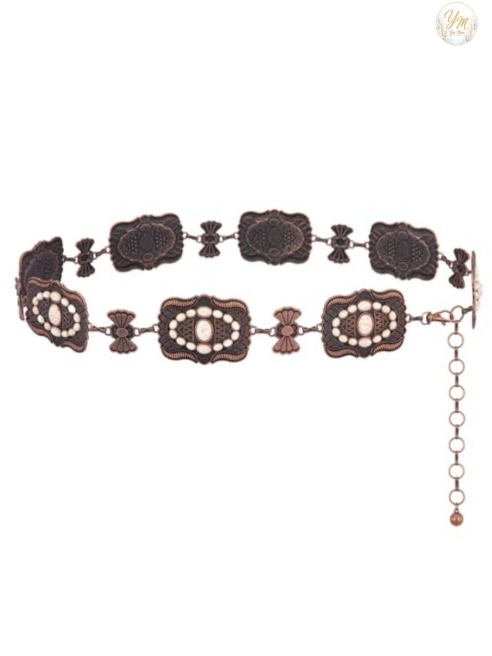 Western Concho Chain Belt Turquoise Metal Boho Waist Belt for Women